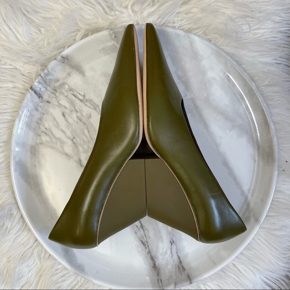 Camper Lab Juanita Green Leather Pointed Heels Size 10 - Picture 3 of 6
